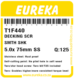T1F440 - Decking Screw ST/ST Torx -T1F440_Label_T